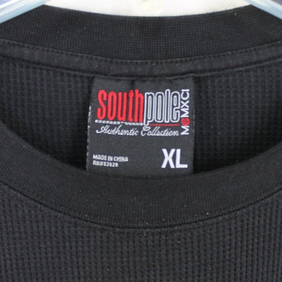 Southpole Long Sleeve Shirt Mens Size XL Black Waffle Knit Thermal Crewneck Tee - Picture 3 of 5